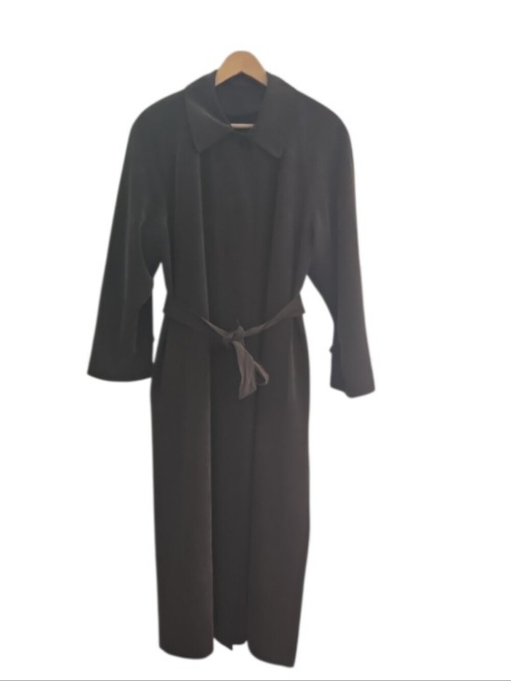 Vintage Gallery Long Coat Women’s 10 Brown Suede Feel Belted Wool Blend Liner